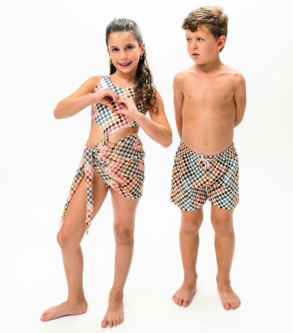 boy swim shorts checkers