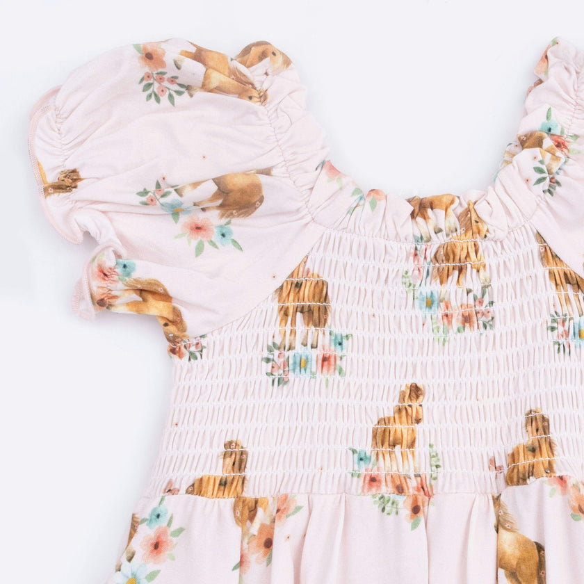 Pink Ponies - Smocked Twirly Dress and Bloomer