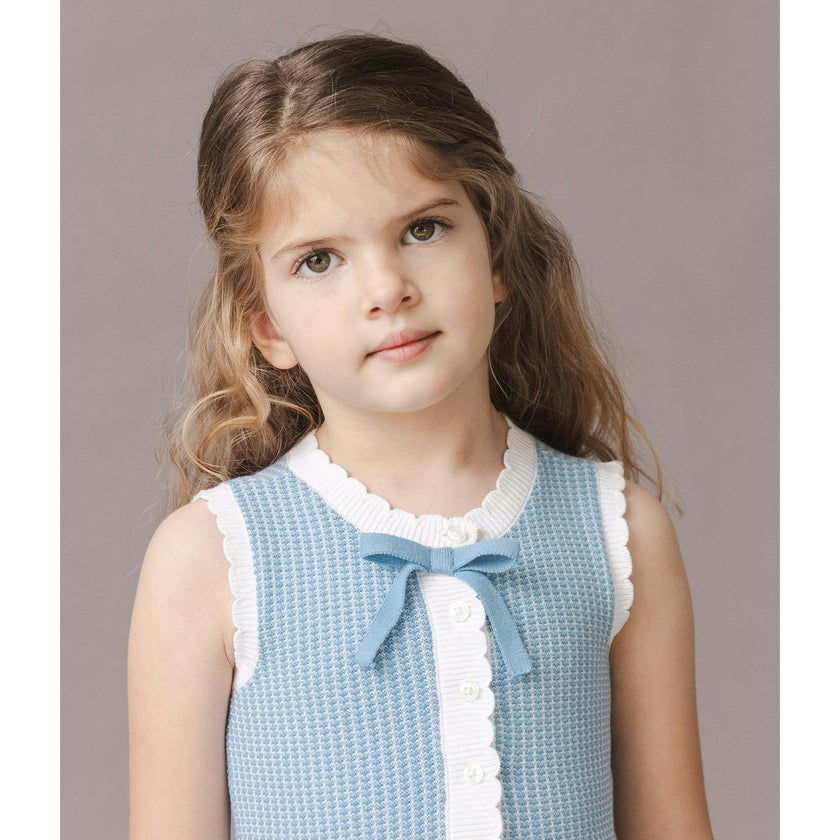 Organic Button Front Tank Sweater Dress, Blue