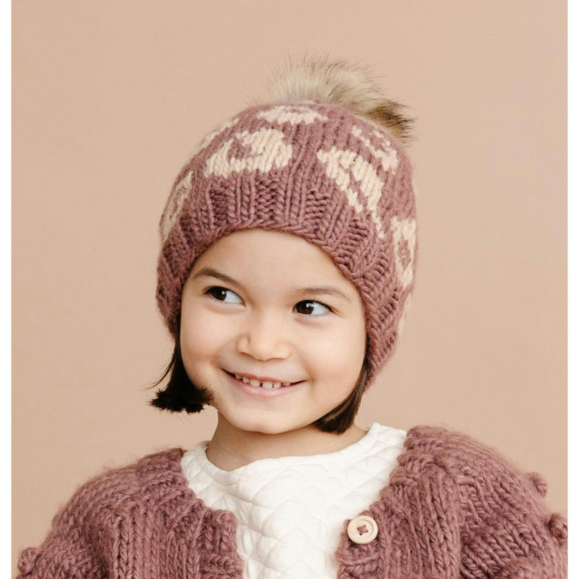 Cheetah Hat - Mauve/Latte