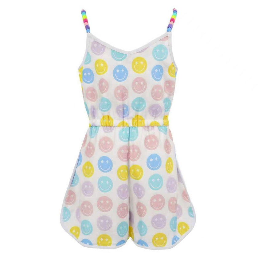 Happy Emoji Beaded Hearts Romper