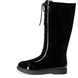 Blair Patent Leather Lace-Up Front Zipped High Boots