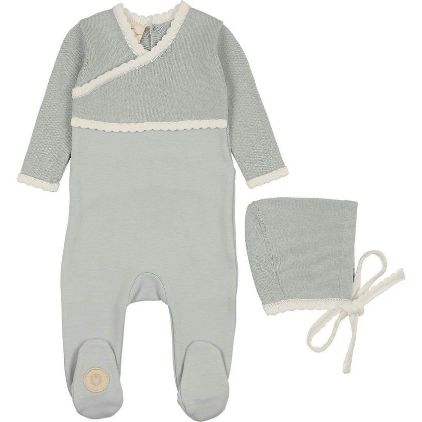 Classic Wrap Footie & Hat Set Blue Dawn