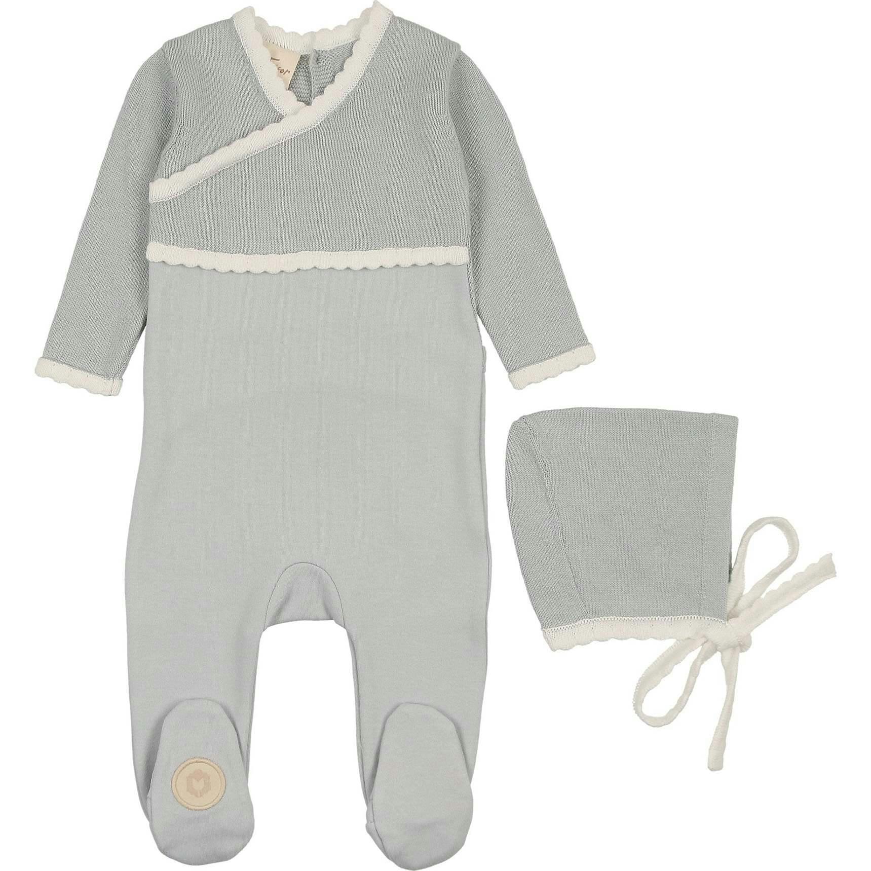 Classic Wrap Footie & Hat Set Blue Dawn