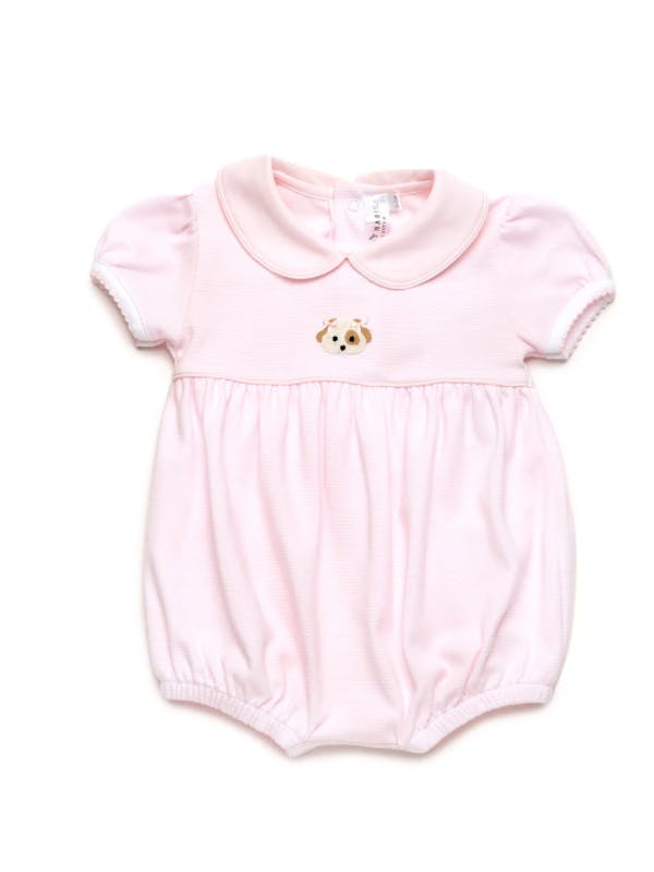 Spotted Girl Puppy Pima Bubble | Lt Pink Mini Stripe