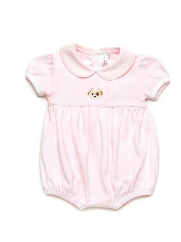 Spotted Girl Puppy Pima Bubble | Lt Pink Mini Stripe