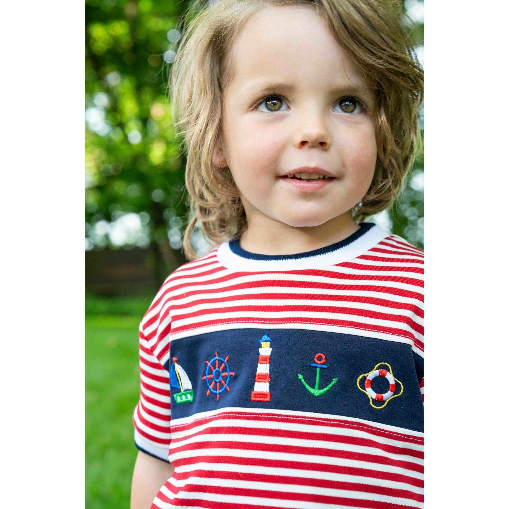 Knit Short Set With Nautical Appliqué