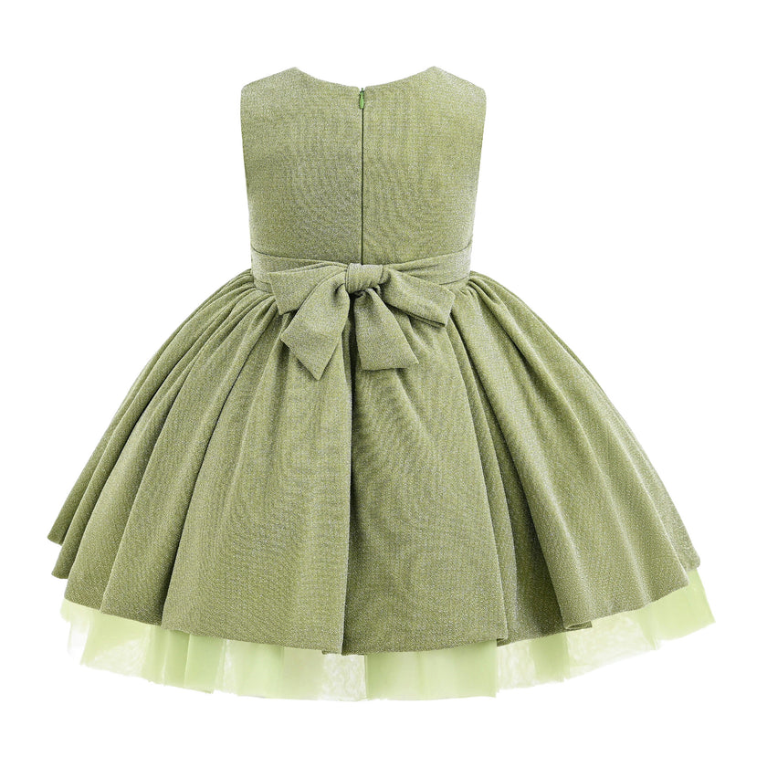 Green Isalyn Glitter Bow Dress