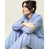 Women's Twill Pajama Set in French Blue Heritage Stripe