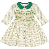 Olympe Green Long Sleeve Smocked Dress