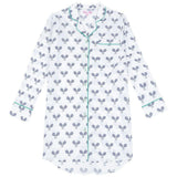 Women's Tennis Navy Night Shirt - Organic Cotton Poplin