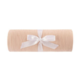 Scallop Trimmed Rib Knit Blanket Ivory