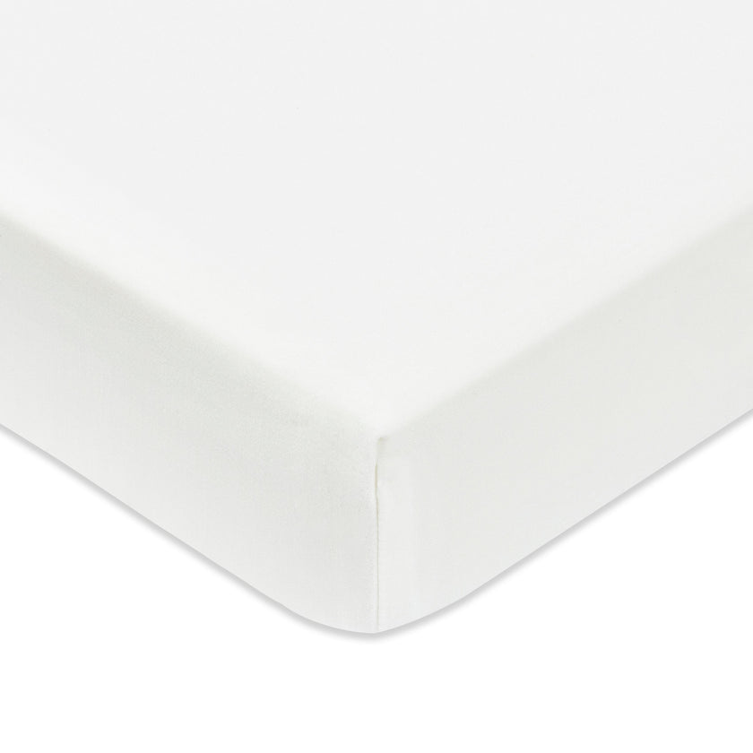 Mini Crib Sheet in GOTS Certified Organic Brushed Cotton in Bright White