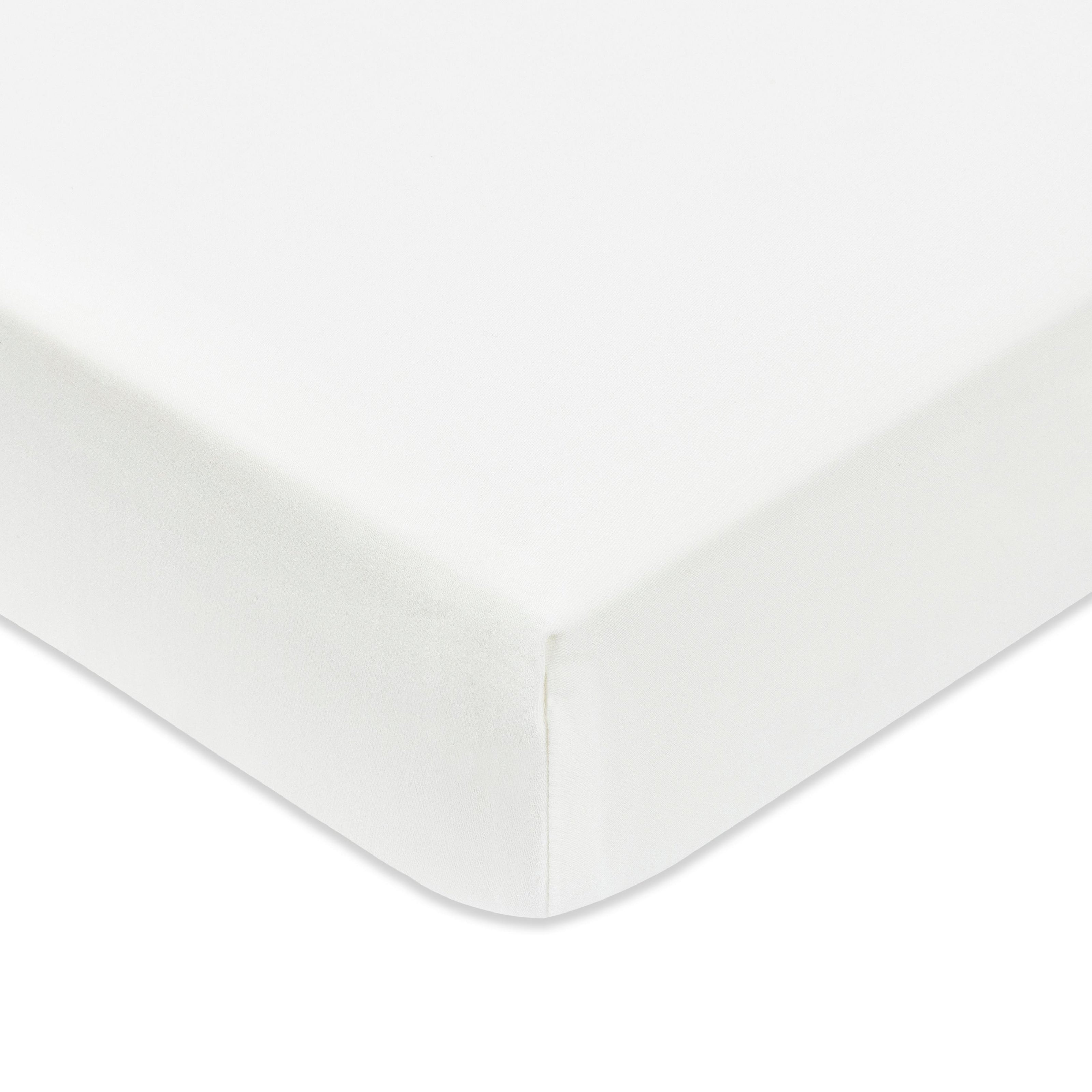 Mini Crib Sheet in GOTS Certified Organic Brushed Cotton in Bright White
