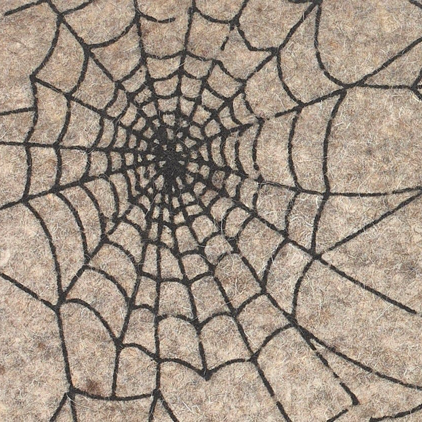 Hand Felted Wool Halloween Spider Web Table Runner - 14x72" Arcadia Home