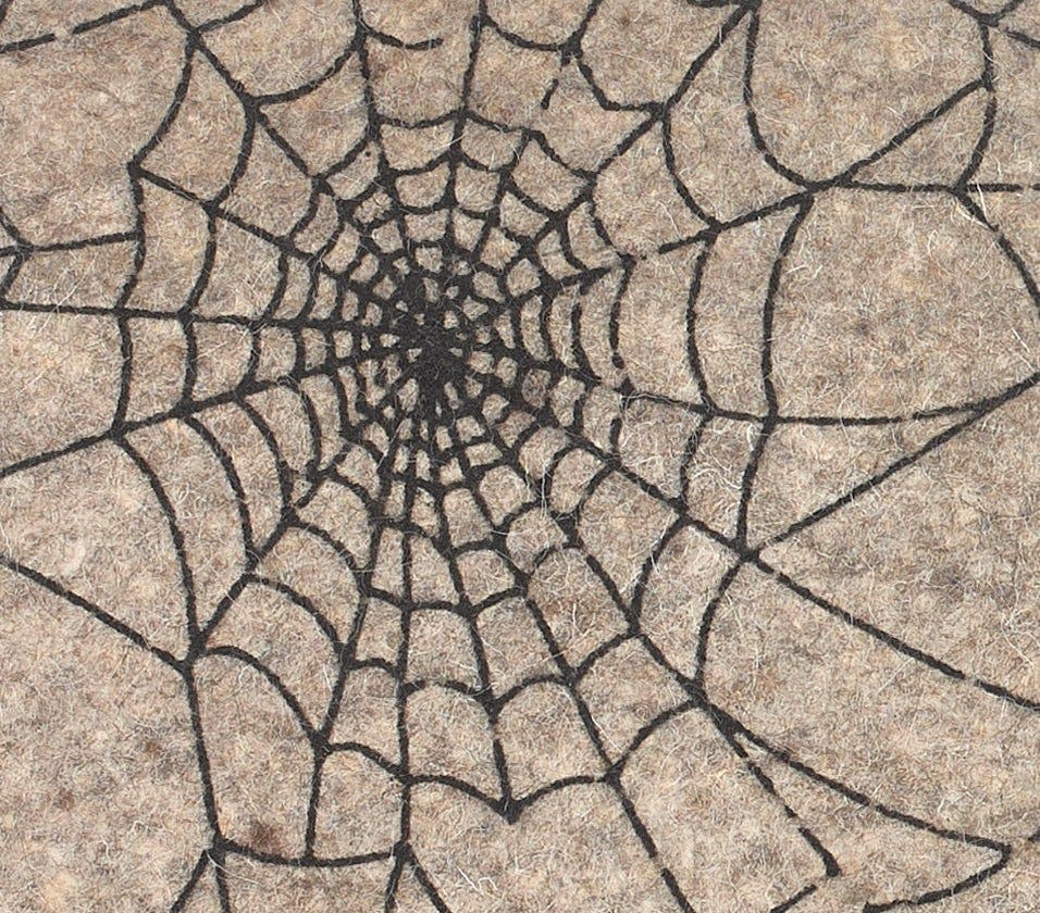 Hand Felted Wool Halloween Spider Web Table Runner - 14x72