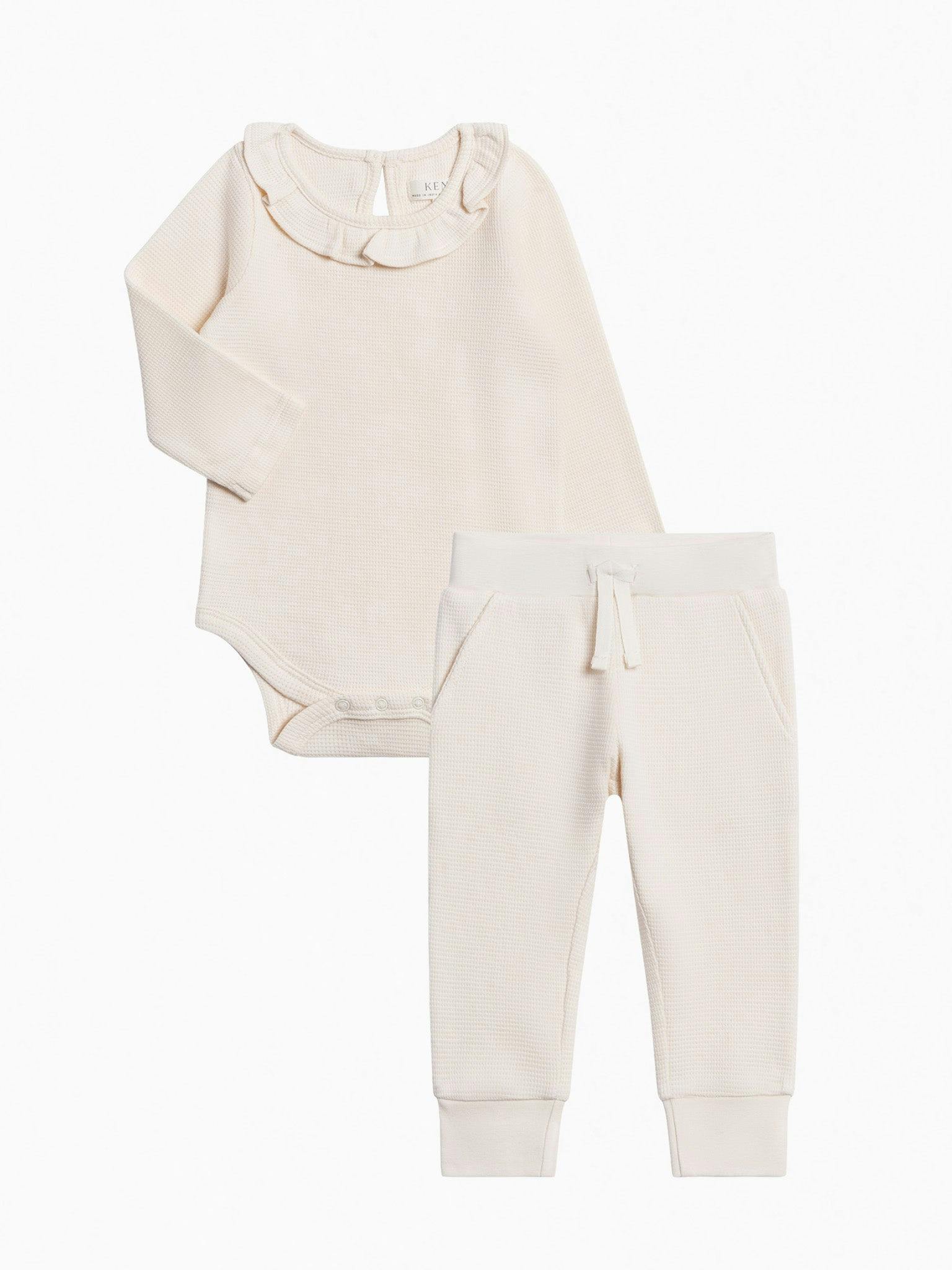 Organic Girl Waffle Bodysuit Set