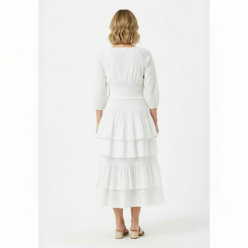 Lola Womens Blouse White Eyelet, White Eyelet