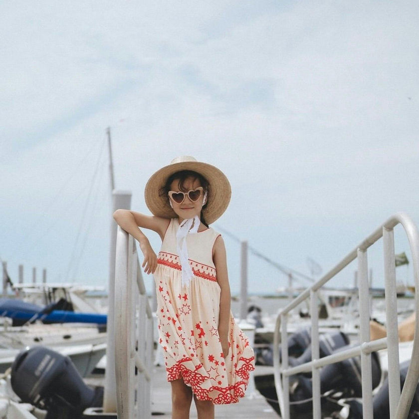 Mommy & Me Sun Hat Set - Hollyhock & Petunia - Long Sun-Dried Dahlia Ribbon