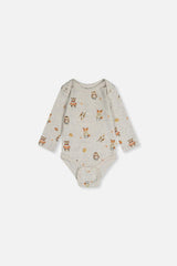 Organic Cotton Onesie Beige Animal Print