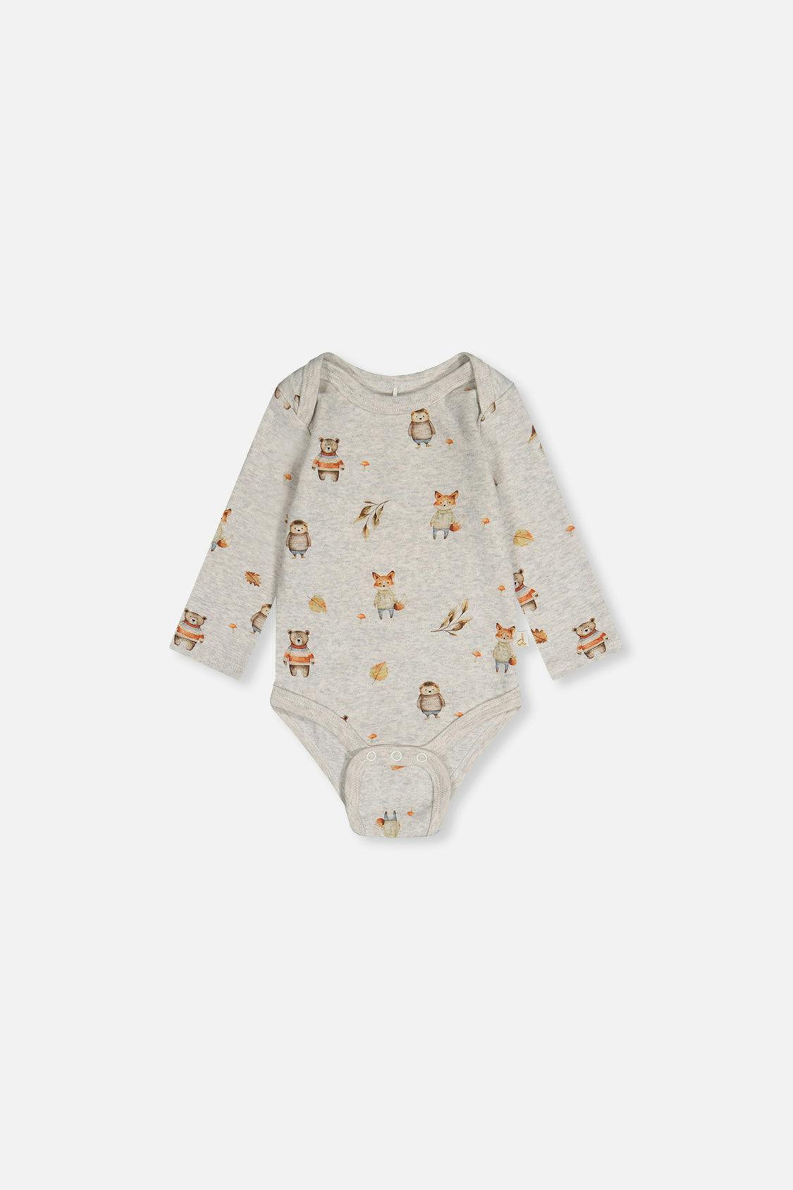 Three Pack Organic Cotton Onesie Brown Printed Hedgehogs