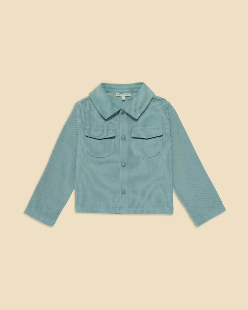 Corduroy Cropped Shacket in Teal Tambourine