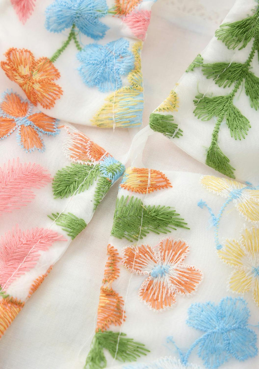 Bianca Embroidered Frill Maxi Dress