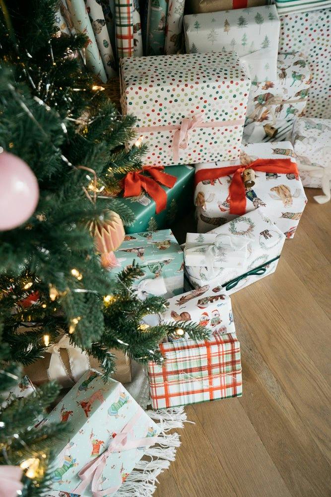 Holiday Watercolor Plaid Gift Wrap