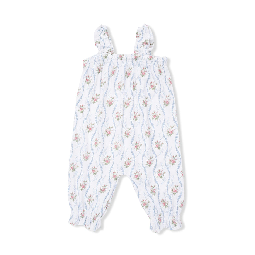Heirloom Rose Stripe - Ruffly Strap Overall