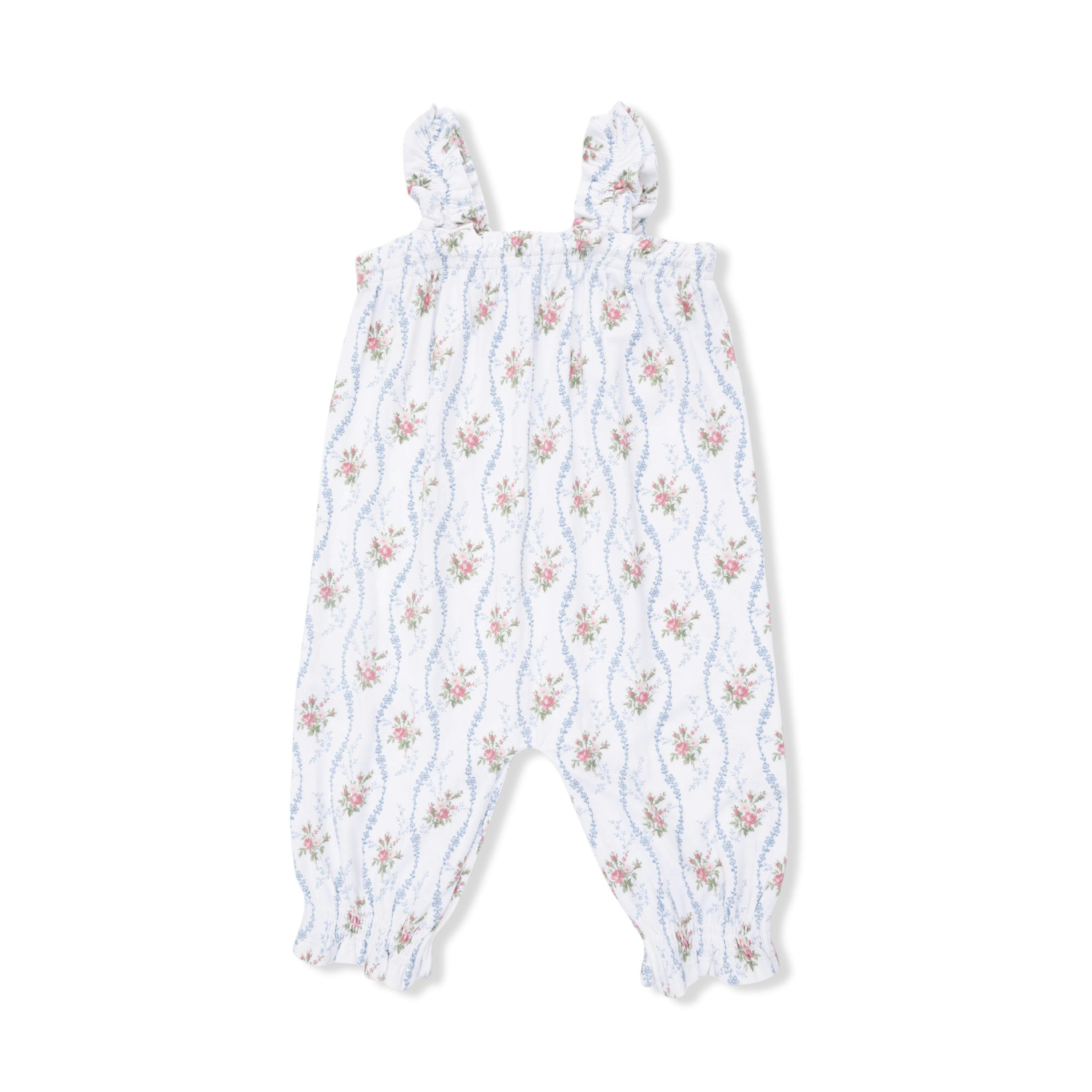 Heirloom Rose Stripe - Ruffly Strap Overall