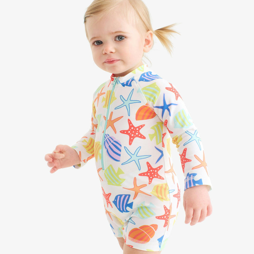Clearance baby one-piece rash guard in under the sea