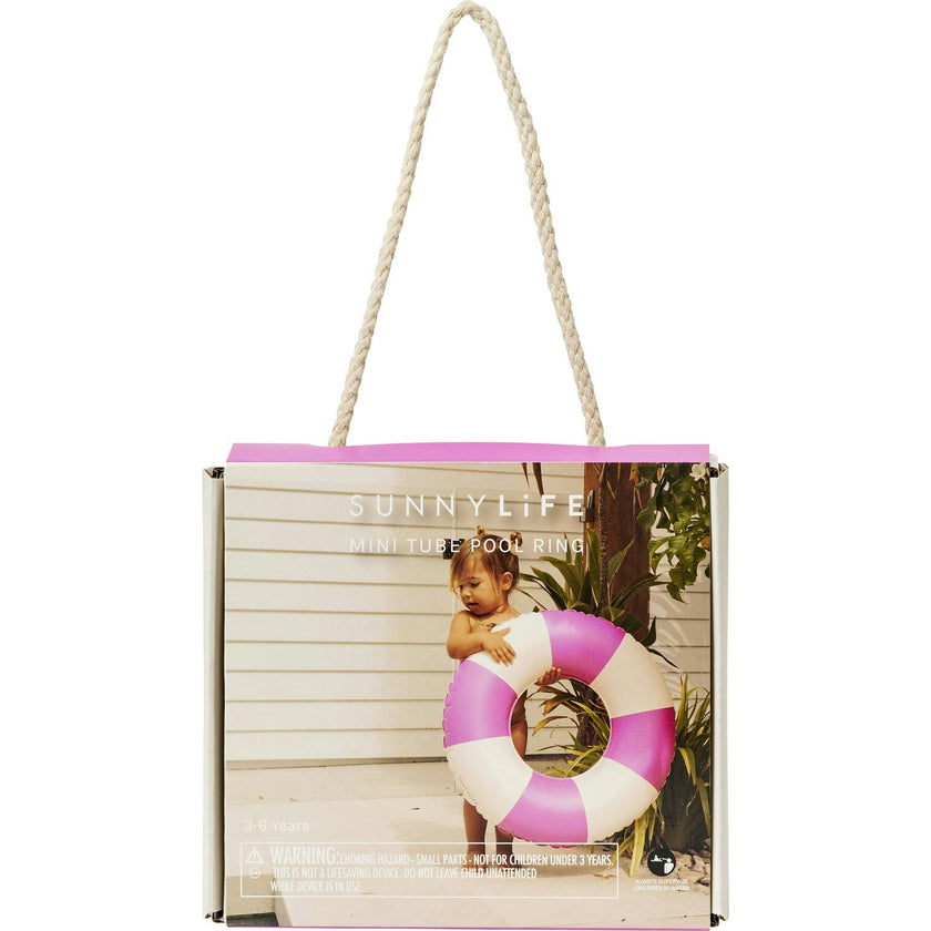 Mini Tube Pool Ring: Zest Magenta Stripe