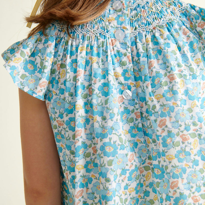 Made With Liberty Fabric Smocked Girls Blouse Soleil