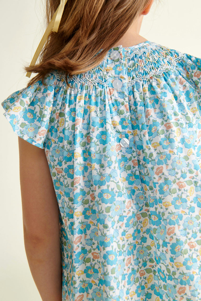 Made With Liberty Fabric Smocked Girls Blouse Soleil