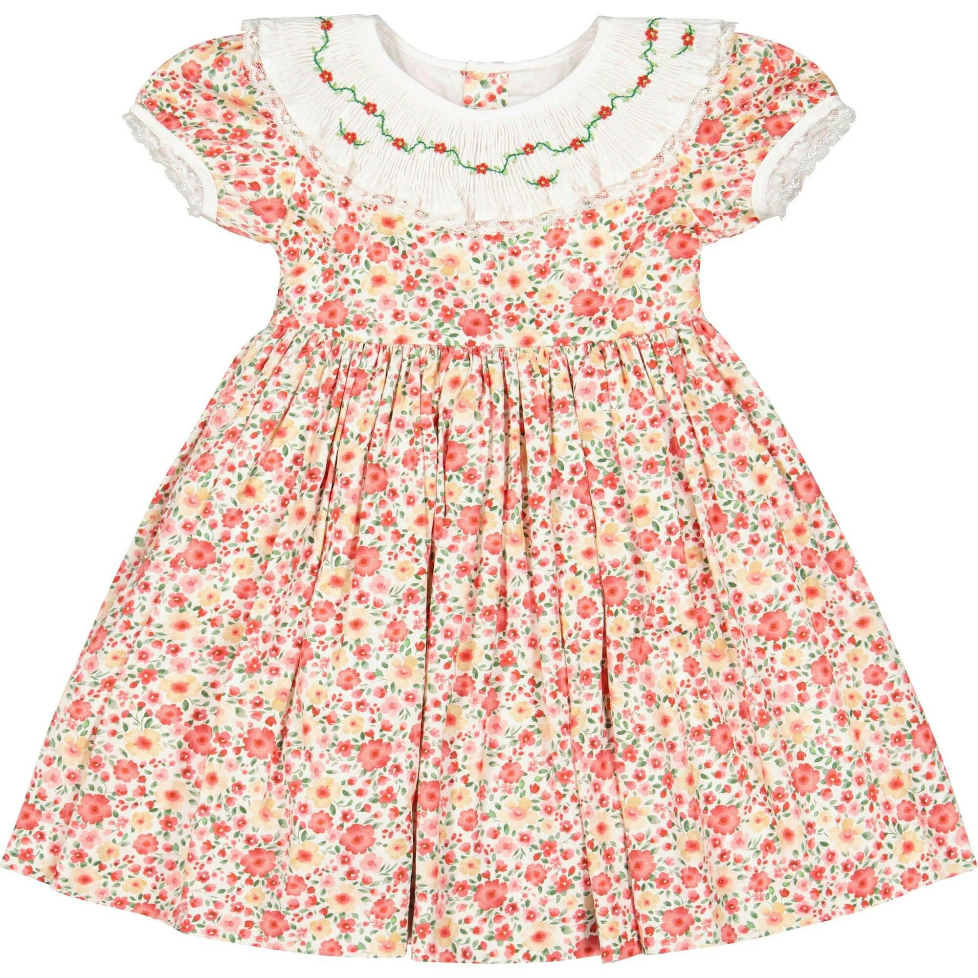 Celestine Red Floral Smocked Dress