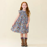 Girls Stevie Dress - True Blue Sketched Floral