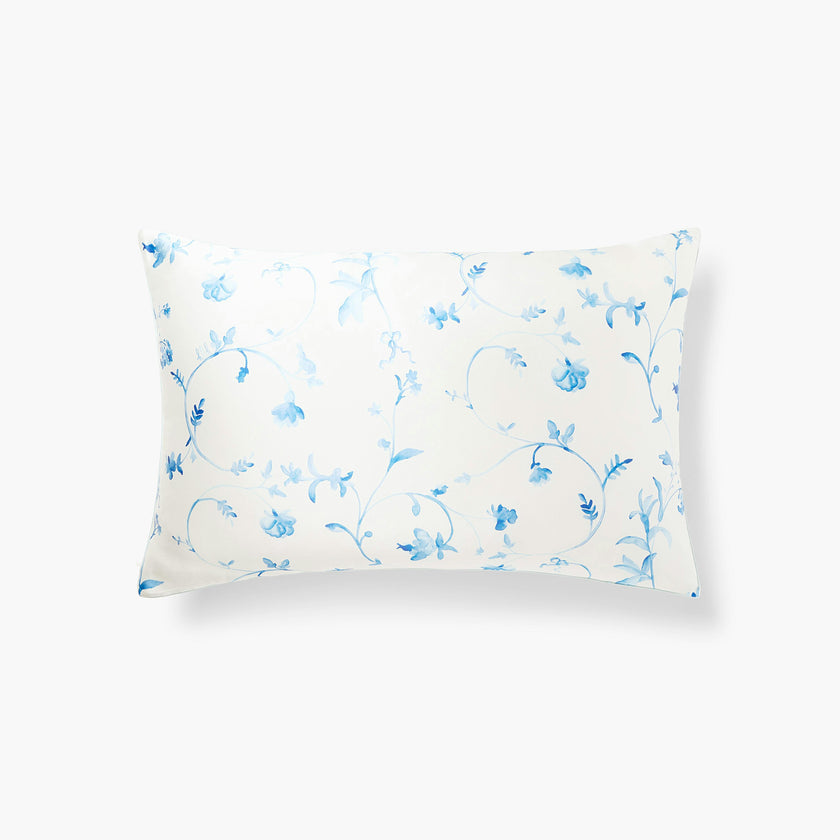 The Sisi Silk Pillowcase - Blue Botanical