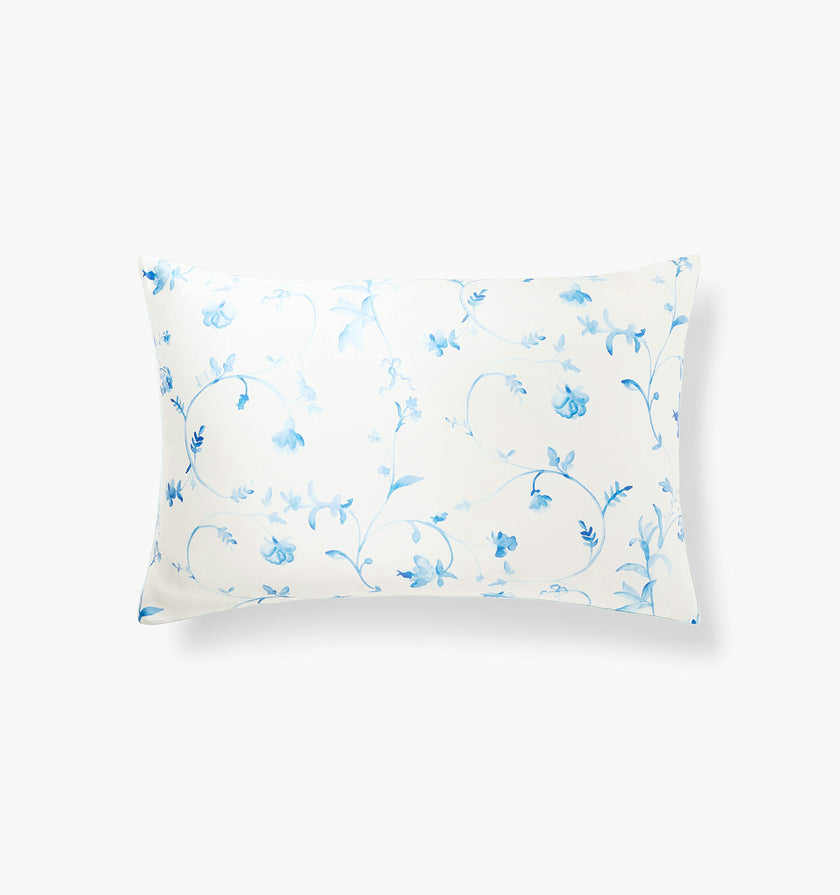 The Sisi Silk Pillowcase - Blue Botanical