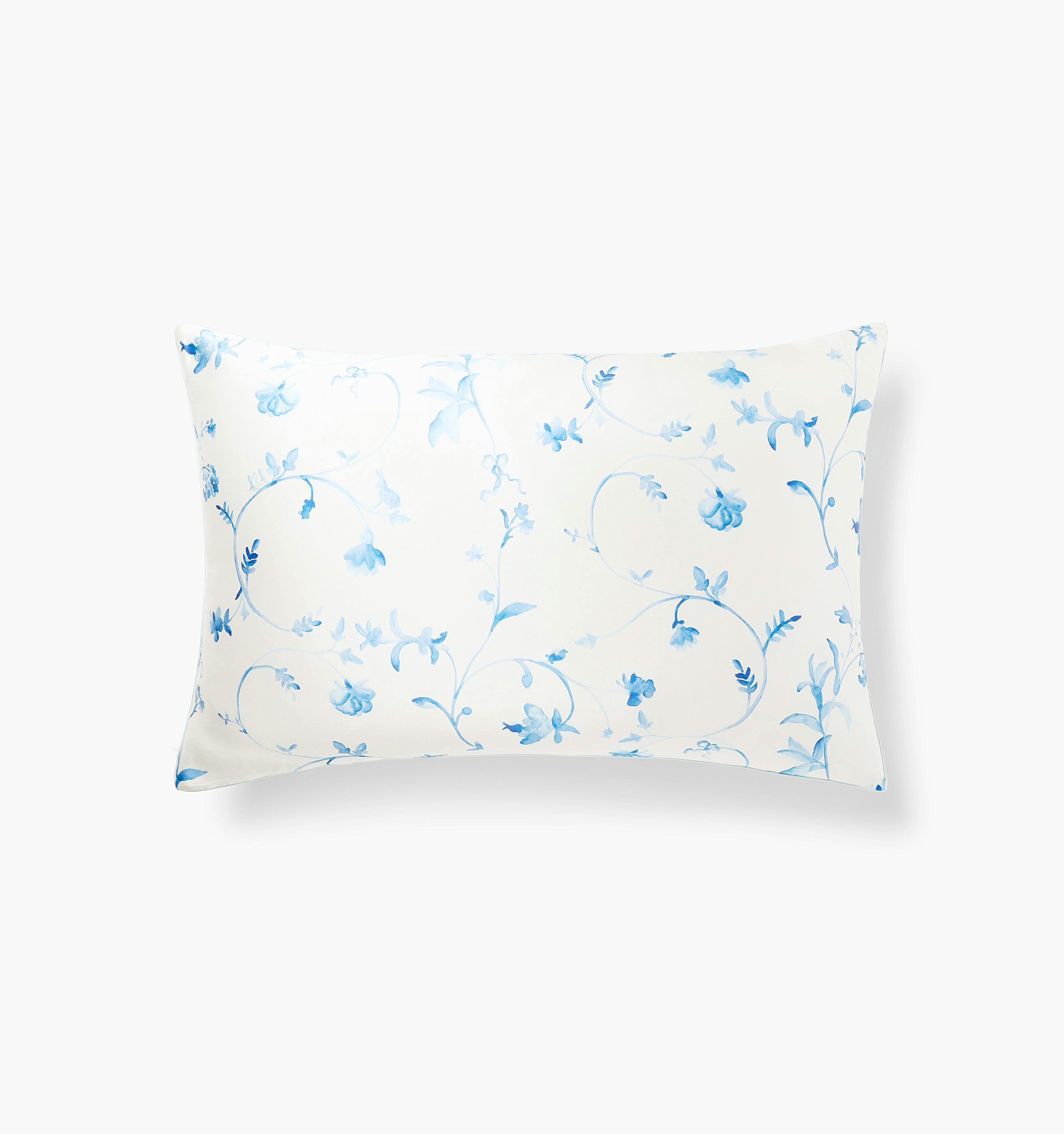 The Sisi Silk Pillowcase - Blue Botanical
