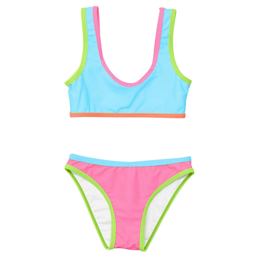 UPF50+ Contrast Piped Sleeveless Crop Bikini