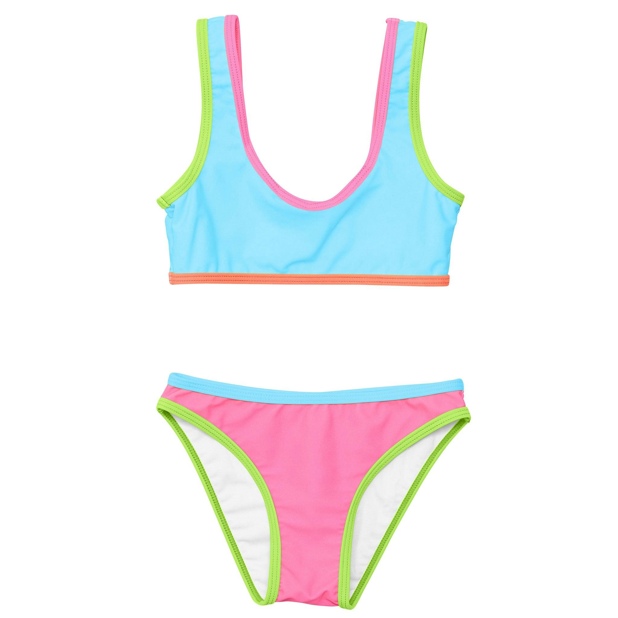 UPF50+ Contrast Piped Sleeveless Crop Bikini