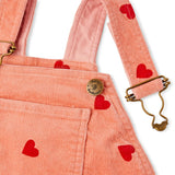 Heart Print Corduroy Overalls