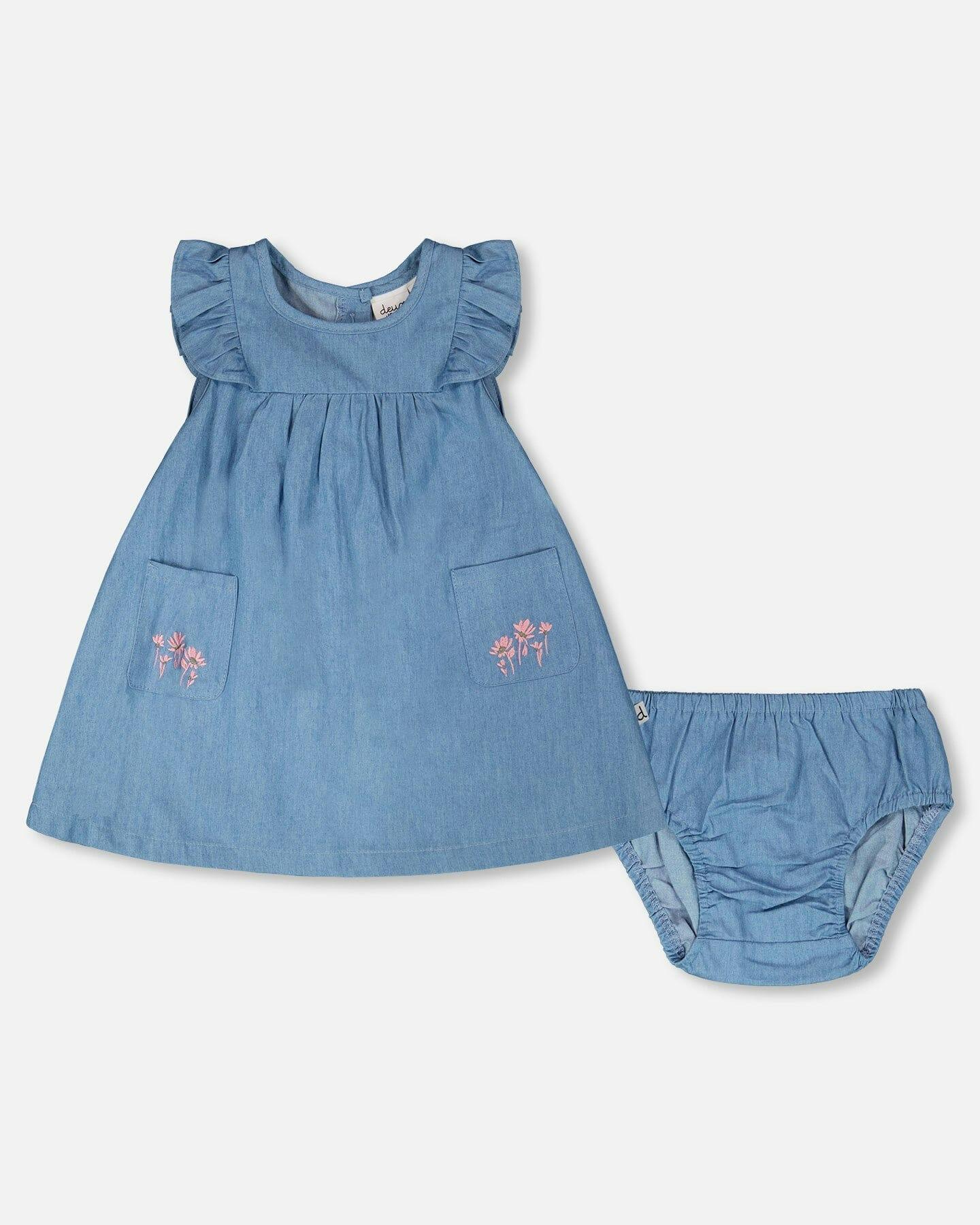 Chambray Dress And Bloomer Set