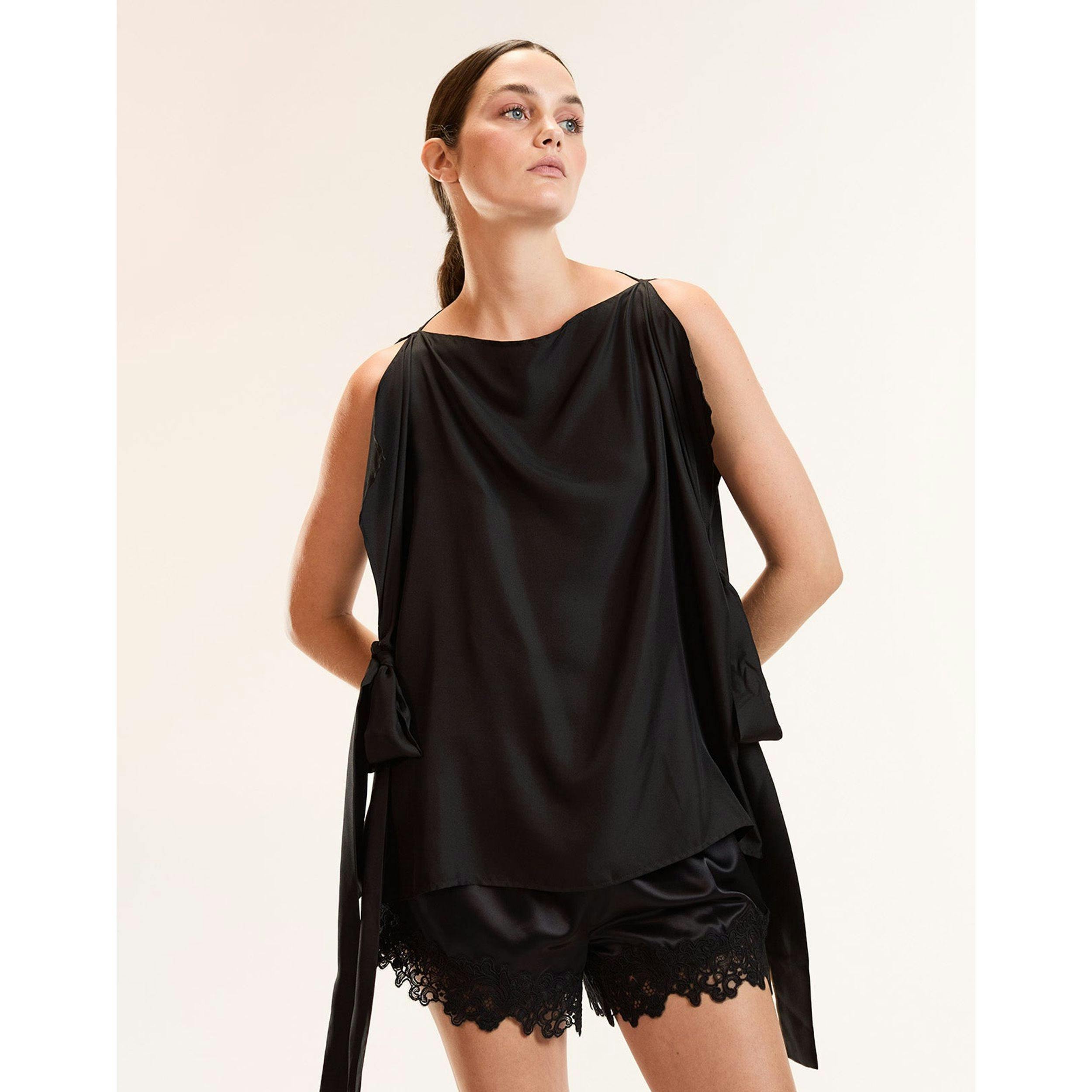 Windswept Tie Top, Black