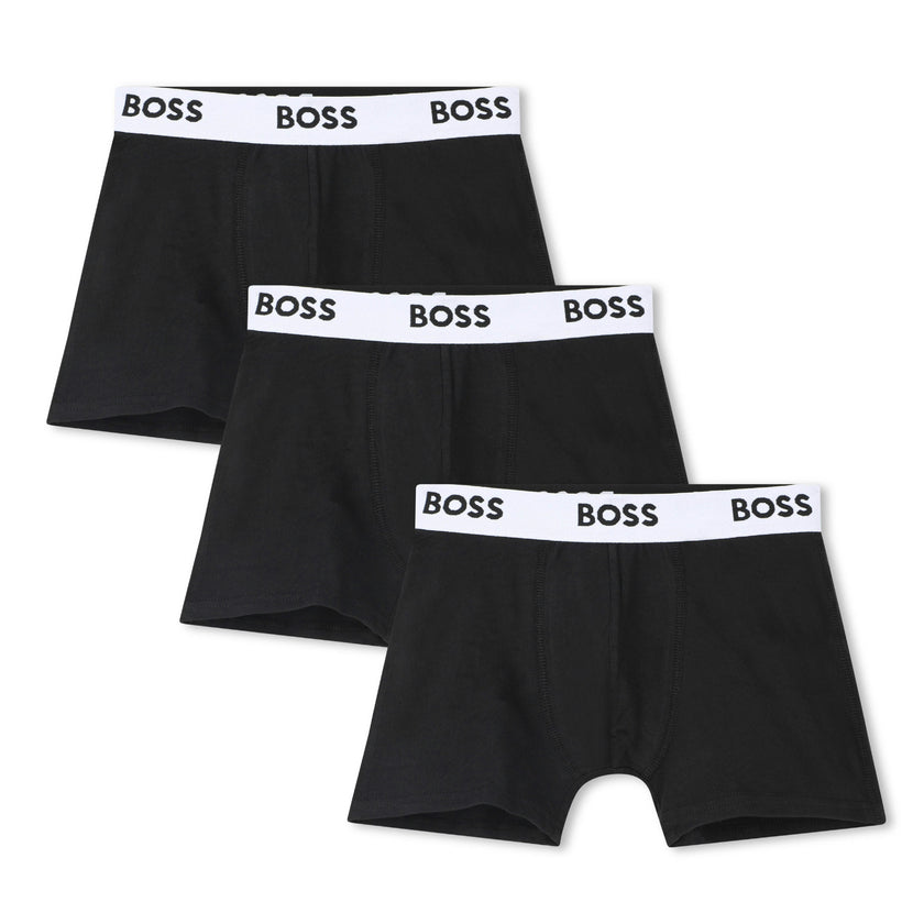 Black 3-Pack Logo Boxer Trunks