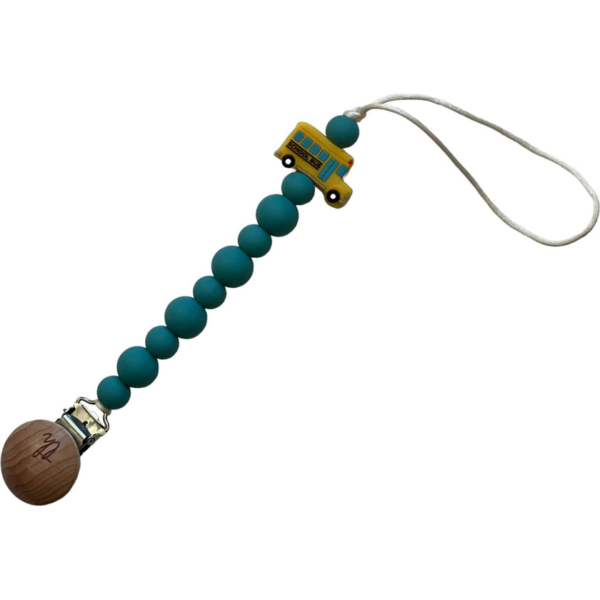 School Bus Pacifier And Toy Clip
