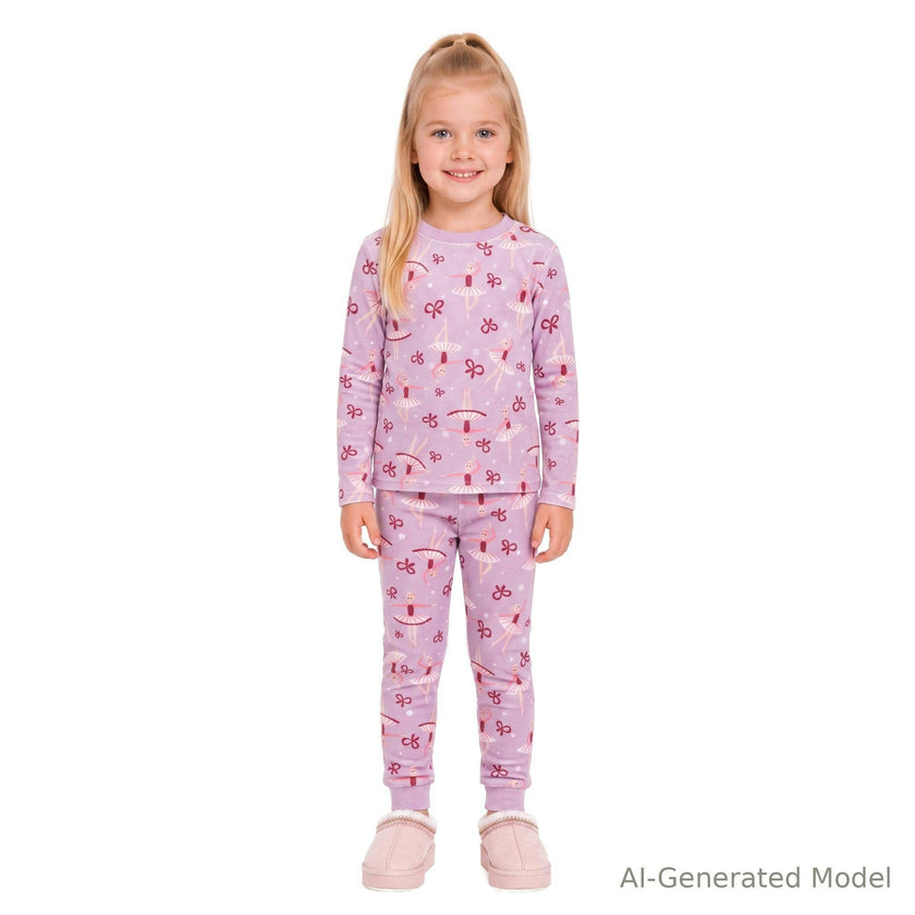 Girls (2-4) Velour Pajama Set | Ballerinas & Bows