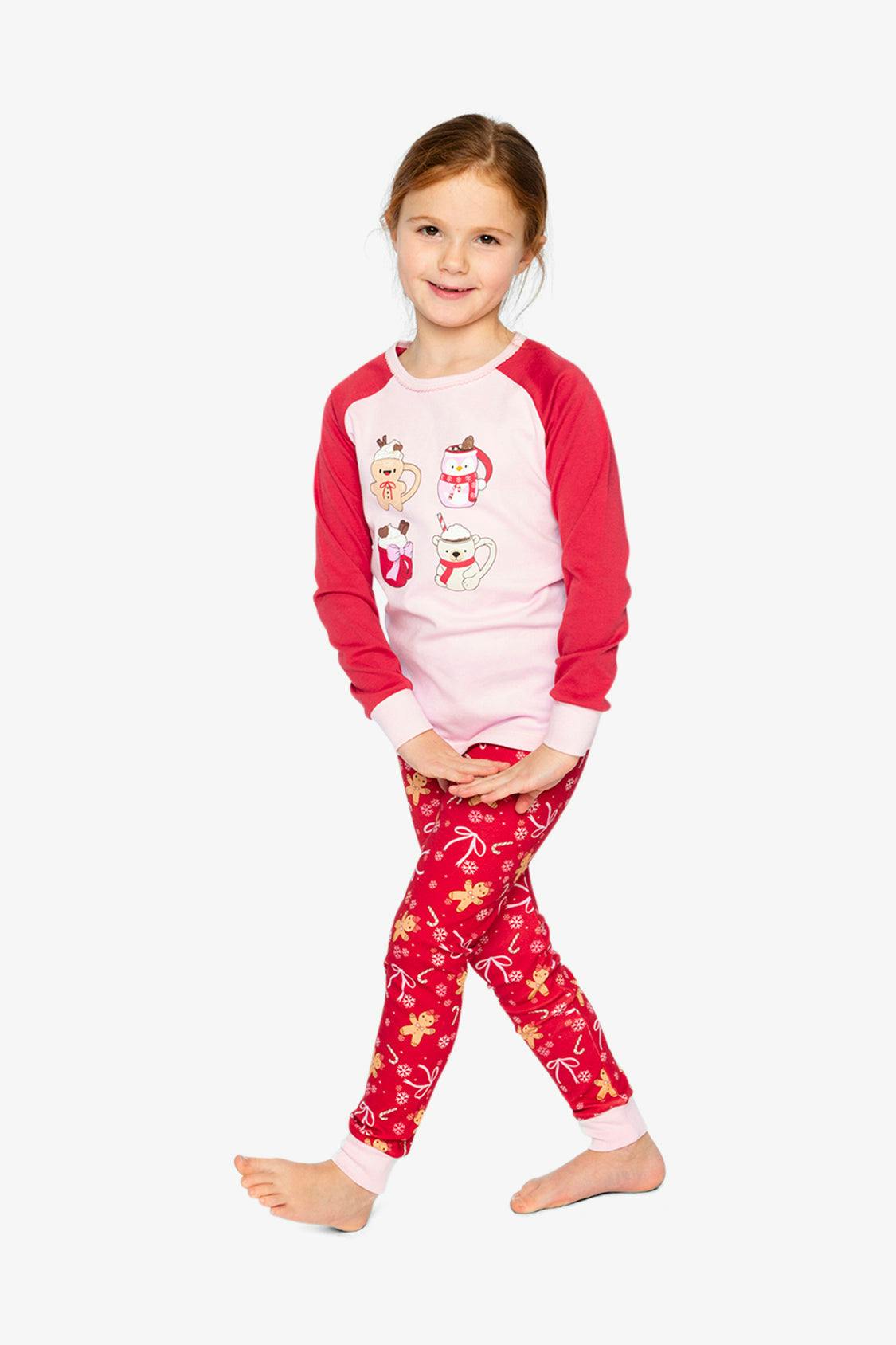 Organic Cotton Two Piece Pajama Set Red Gingerbread Print