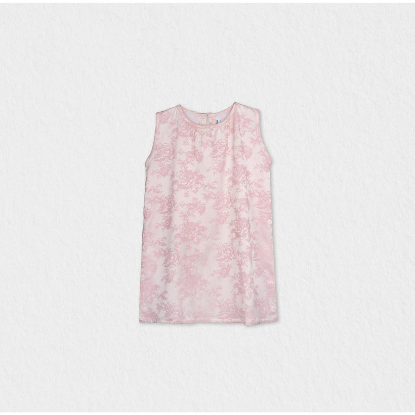 Adele Baby Dress Sleeveless, Pink Embroidery