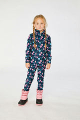 Two Piece Thermal Underwear Blue Floral Print